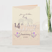 Carte 14th Anniversary Blank Folded Greeting Card (Devant)