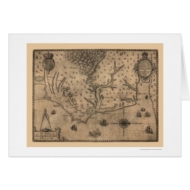 Carte 1590 de la Virginie de baie de chesapeake (Devant horizontal)