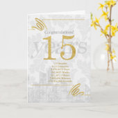 Carte 15 ans Anniversaire des employés Professionnel (Fleur jaune)