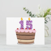 Carte 15 ans sur le gâteau d'anniversaire (Debout devant)