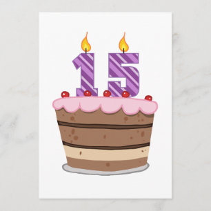 Carte 15 ans sur le gâteau d'anniversaire