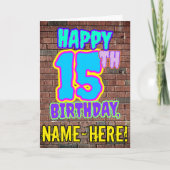 Carte 15e anniversaire - Amusant, Graffiti urbain inspir (Devant)