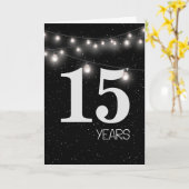 Carte 15e anniversaire avec lumières et étoiles (Fleur jaune)
