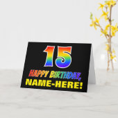 Carte 15e anniversaire : Bold, amusant, simple, arc-en-c (Fleur jaune)