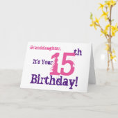 Carte 15e anniversaire de la petite-fille en violet, ros (Fleur jaune)
