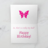 Carte 15e anniversaire de la petite-fille, papillon rose (Intérieur)