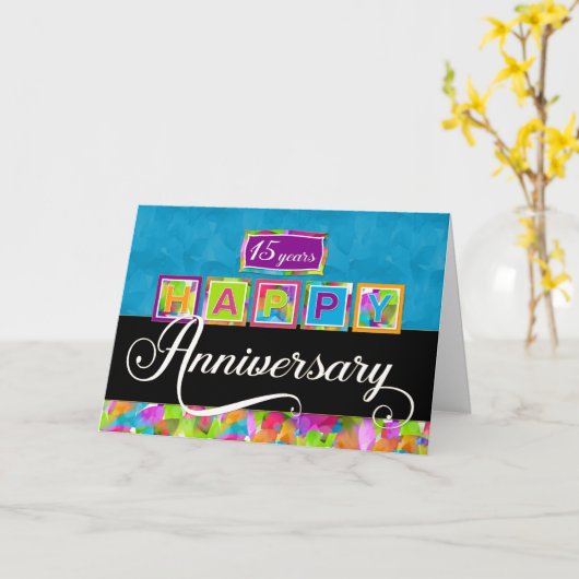 Carte 15e anniversaire de l'employé - coloré (Fleur jaune)