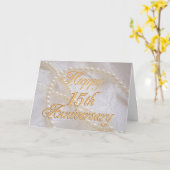 Carte 15e anniversaire de mariage avec dentelle et perle (Fleur jaune)