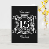 Carte 15e anniversaire de mariage noir et blanc (Fleur jaune)