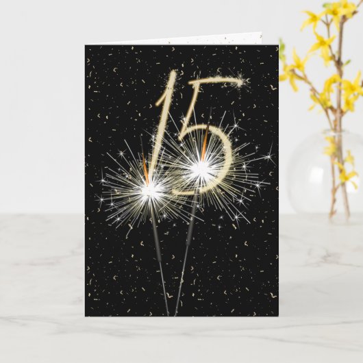 Carte 15e anniversaire des mousseux (Fleur jaune)