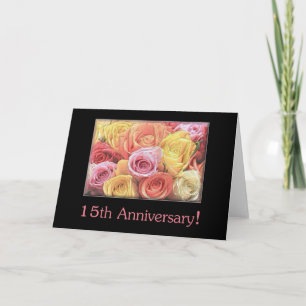Carte 15e anniversaire du Mariage bouquet de rose mixte