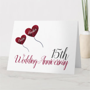 Carte 15e anniversaire du Mariage montgolfière rouge gra