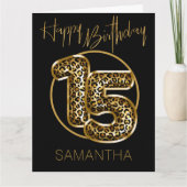 Carte 15e anniversaire Empreinte de léopard Gold Foil Ba (Devant)