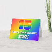 Carte 15e anniversaire : Motif Rainbow multicolore # 15 (Devant)