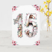 Carte 15e anniversaire Photo Collage Fille Rose Fleur Bl (Fleur jaune)