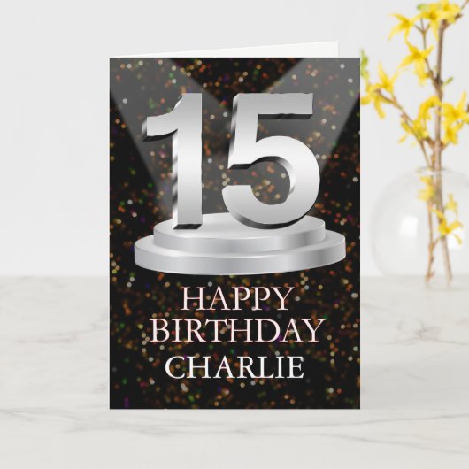 Carte 15e anniversaire Points saillants Ajouter une cart (Fleur jaune)