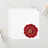 Carte 15e anniversaire sceau de cire rouge (Devant/Arrière en situation)