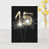 Carte 15e anniversaire Sparklers sur Noir (Fleur jaune)