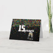 Carte 15e anniversaire toast en confetti (Devant)