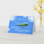 Carte 15e jour d'adoption de l'avion Avion vert (Fleur jaune)