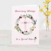 Carte 15e Soeur religieuse Bénédiction anniversaire (Fleur jaune)