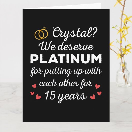 Carte 15ème anniversaire du Mariage I - Crystal Funny Co (Fleur jaune)