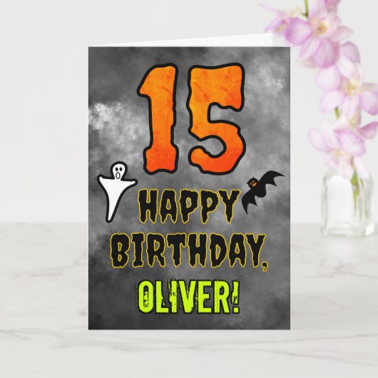 Carte 15th Birthday : Eerie Halloween Theme + Custom Nam (Orchidée)
