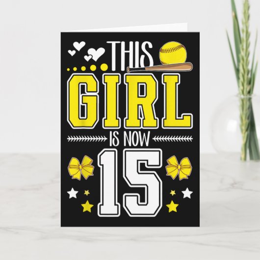 Carte 15th Birthday Softll Girl 15 Year Old Softll Playe (Devant)