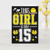Carte 15th Birthday Softll Girl 15 Year Old Softll Playe (Fleur jaune)