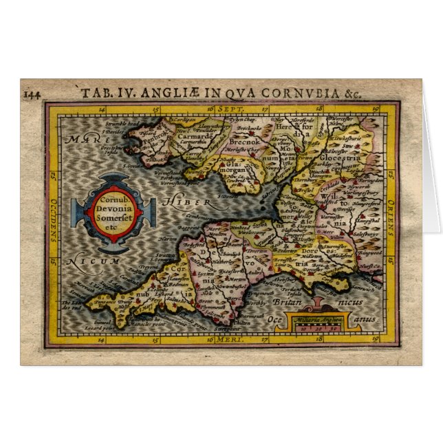 Carte 1610 des Cornouailles, de Devon, de (Devant horizontal)