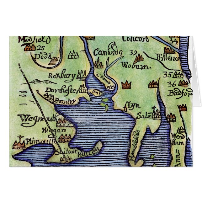 CARTE 1677 DE LA NOUVELLE ANGLETERRE (Devant horizontal)