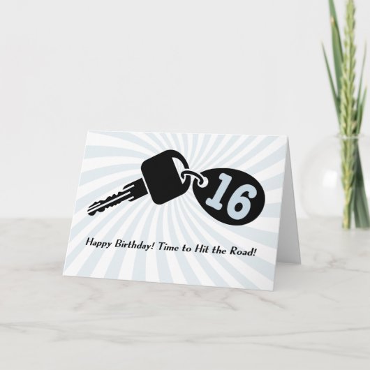 Carte 16 ans Anniversaire Blue Guy Car Keys Porte - clé (Devant)