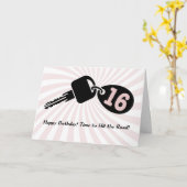 Carte 16 ans rose Anniversaire de voiture Clés Porte - c (Fleur jaune)