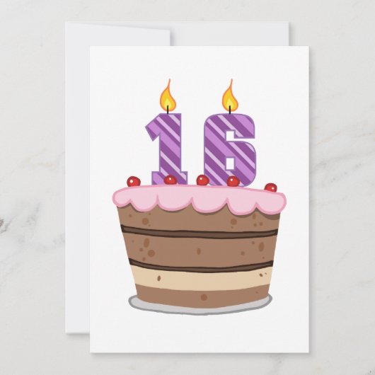 Carte 16 ans sur le gâteau d'anniversaire (Devant)