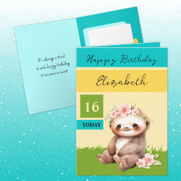 Carte 16 aujourd'hui paresseux ajouter nom turquoise jau