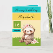 Carte 16 aujourd'hui paresseux ajouter nom turquoise jau (Devant)