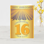 Carte 16 Year Sober Anniversary | Golden Ray 12 Step  (Fleur jaune)