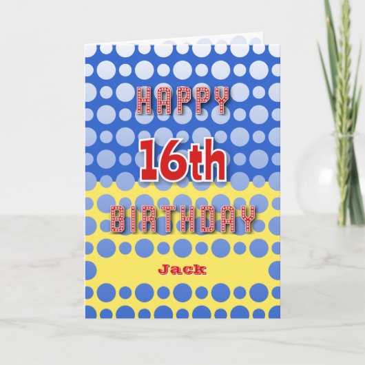 Carte 16e anniversaire ajouter cercles de nom motif (Devant)