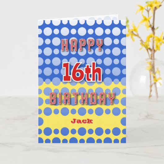 Carte 16e anniversaire ajouter cercles de nom motif (Fleur jaune)