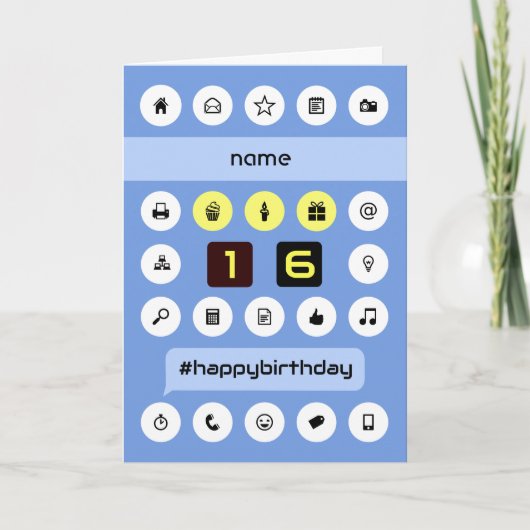 Carte 16e anniversaire ajouter nom informatique personna (Devant)