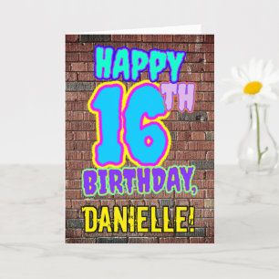 Carte 16e anniversaire - Amusant, Graffiti urbain inspir