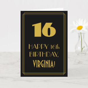 Carte 16e Anniversaire – Apparence inspirée de l'Art déc