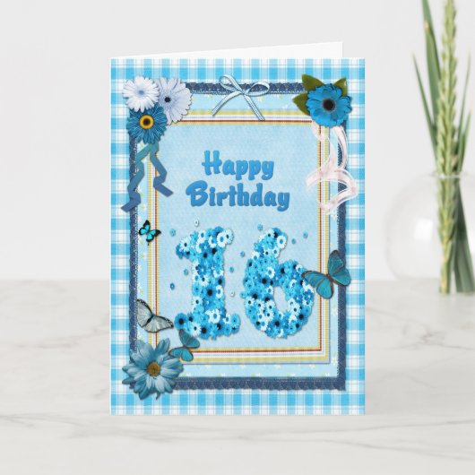 Carte 16e anniversaire avec un effet de scrapbook (Devant)