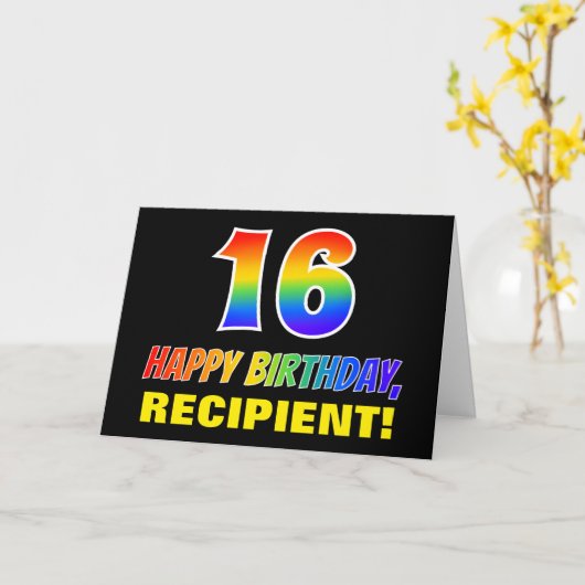 Carte 16e anniversaire : Bold, amusant, simple, arc-en-c (Fleur jaune)