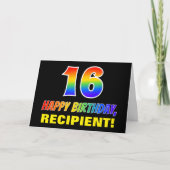 Carte 16e anniversaire : Bold, amusant, simple, arc-en-c (Devant)