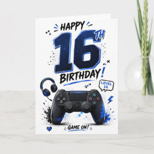 Carte 16e anniversaire de jeu pour garçon