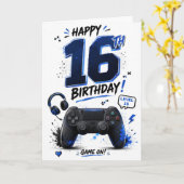 Carte 16e anniversaire de jeu pour garçon (Fleur jaune)
