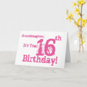 Carte 16e anniversaire de la petite-fille en rose. (Fleur jaune)