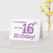 Carte 16e anniversaire de la petite-fille en violet. (Fleur jaune)