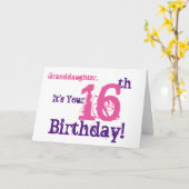 Carte 16e anniversaire de la petite-fille en violet, ros (Fleur jaune)
